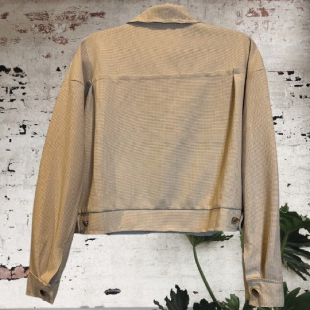 Stylish Lapel Waffle Knit lLghtweight Jacket in Khaki Oversized Fit - Picture 3 of 6